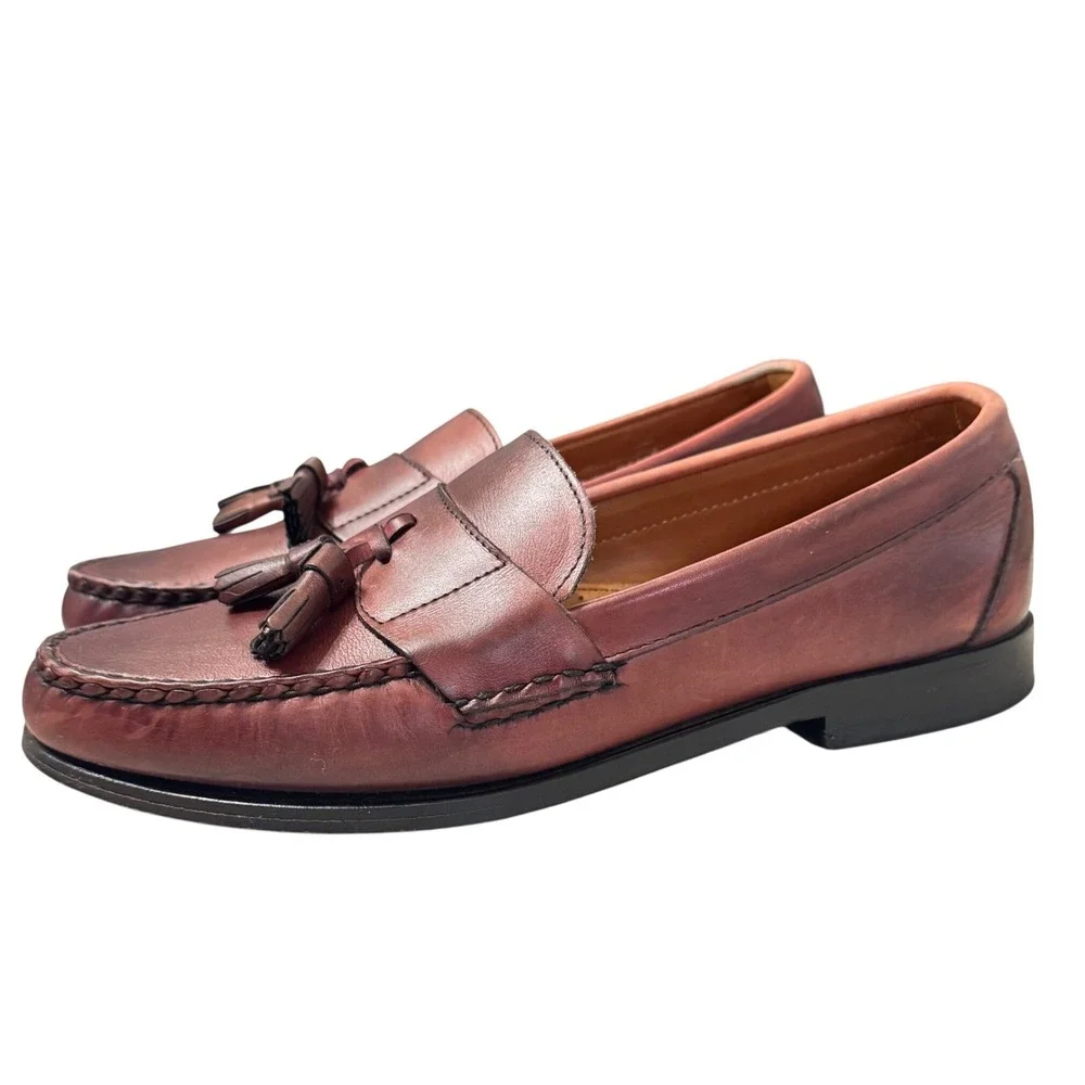 Allen Edmonds Schreier Tassel Loafers Men 10‎ D Burgundy Leather 50193